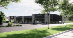 Modern multi-tenant commercial building with tenants