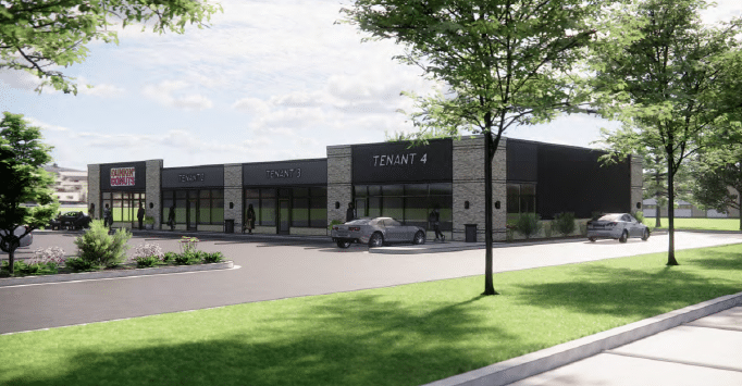 Modern multi-tenant commercial building with tenants